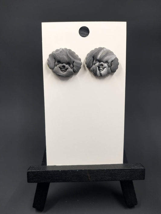 Puppy Love Collection | Poodle Doodle Studs | Gray