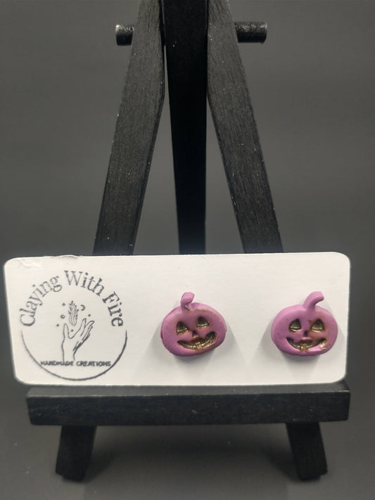 Halloween Collection | Jack-o'-lantern Mini Studs | Mauve