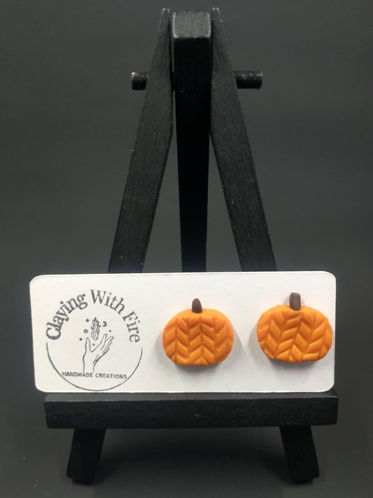 Sweater Weather Collection | Pumpkin Crochet Studs | ORANGE
