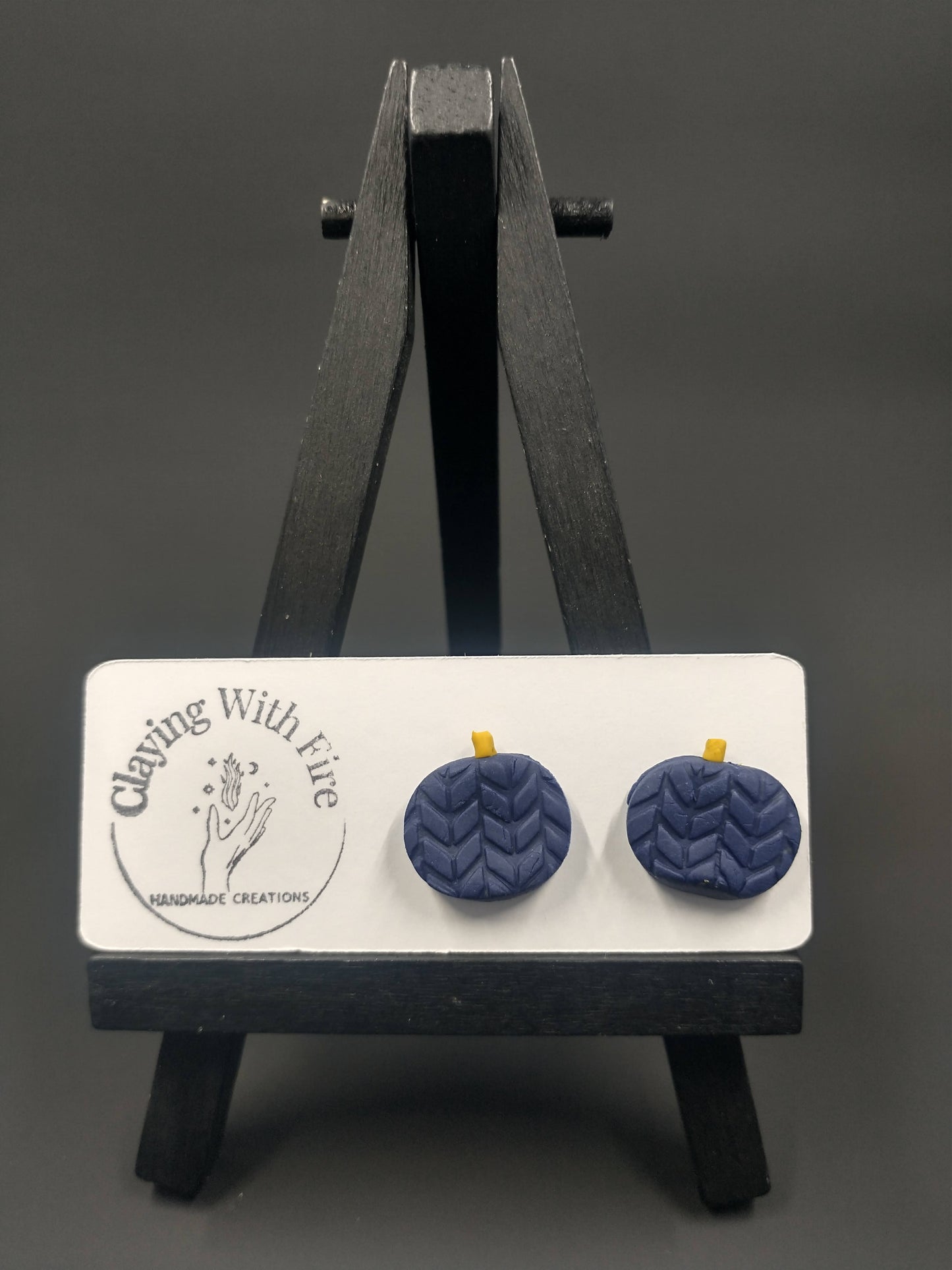 Sweater Weather Collection | Pumpkin Crochet Studs | NAVY
