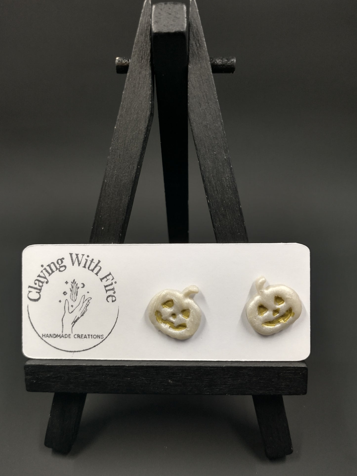 Halloween Collection | Jack-o'-lantern Mini Studs | Pearl