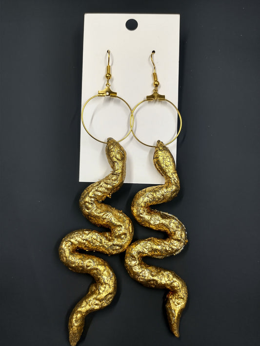 Gold Snake Hoops