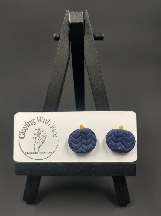 Sweater Weather Collection | Pumpkin Crochet Studs | NAVY